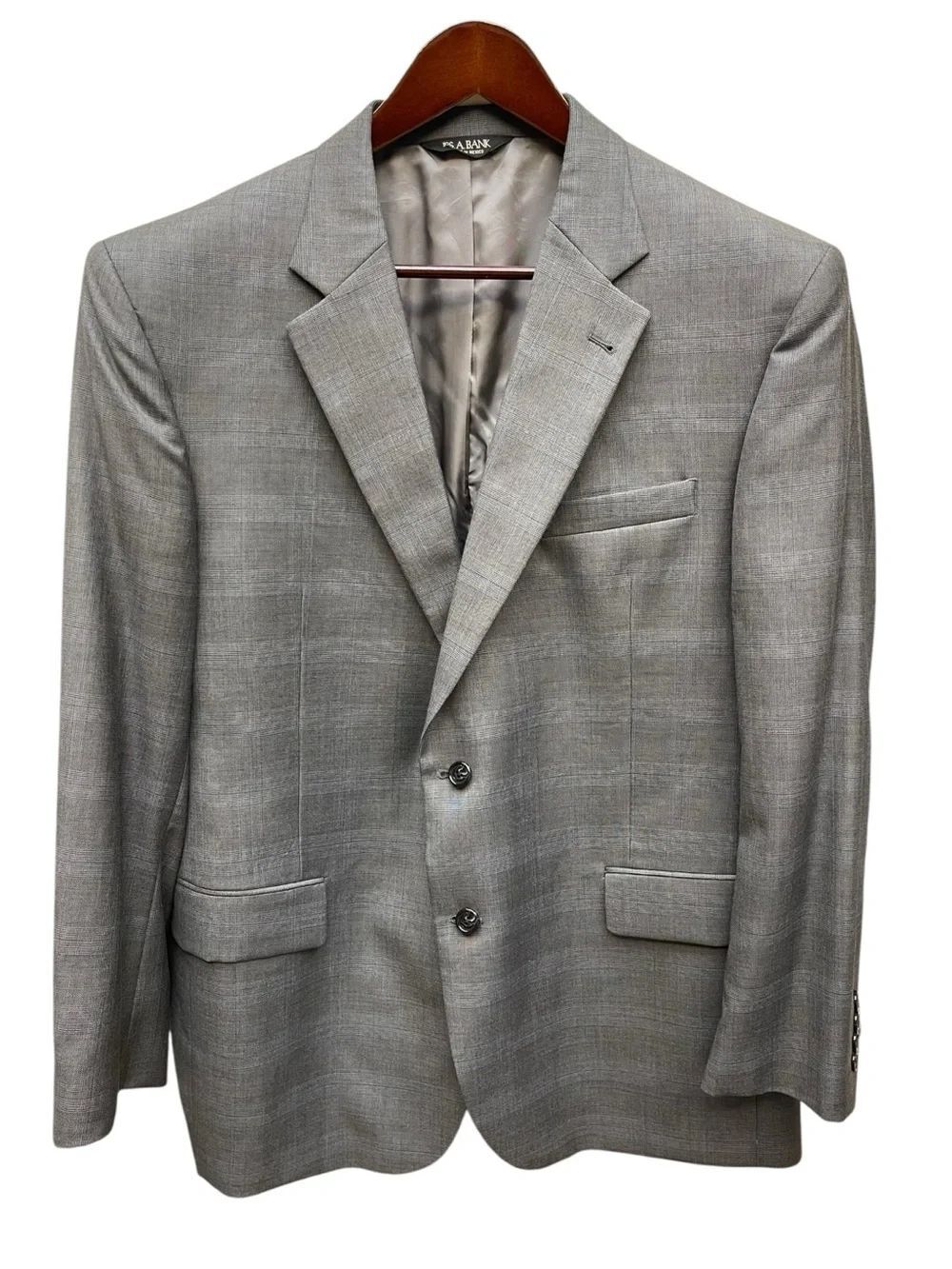 Jos A. Bank Signature Gray Glen Plaid Wool Silk Sport Coat 44R